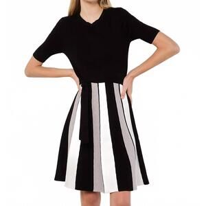 NEW APRICOT monochrome stripe knitted mini dress in black